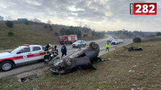 Tekirdağ'da otomobil takla attı; 2 yaralı