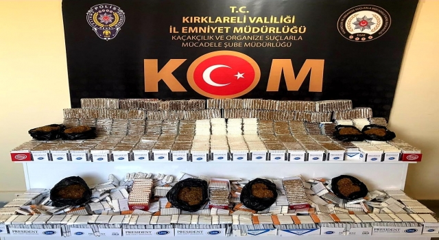 Kırklareli’nde kaçak sigara operasyonunda 38 kilogram tütün ele geçirildi