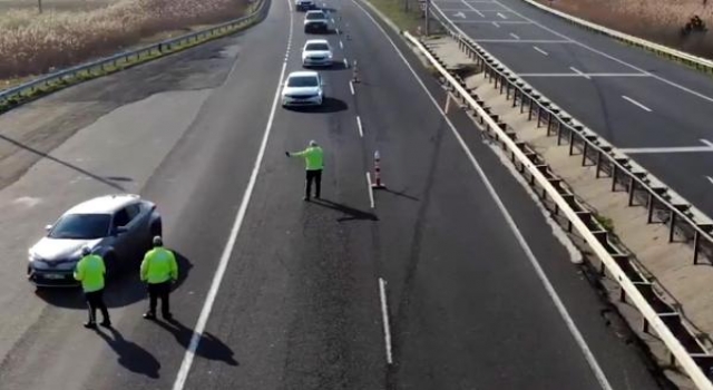 Tekirdağ’da dronla trafik denetimi