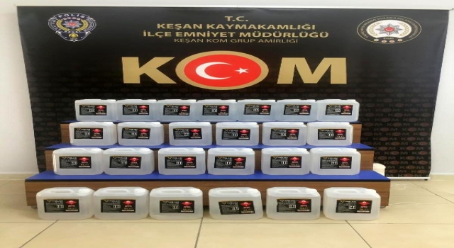 Edirne’de, araçta 125 litre etil alkol ele geçirildi