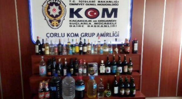 Çorlu’da 40 litre kaçak içki ele geçirildi