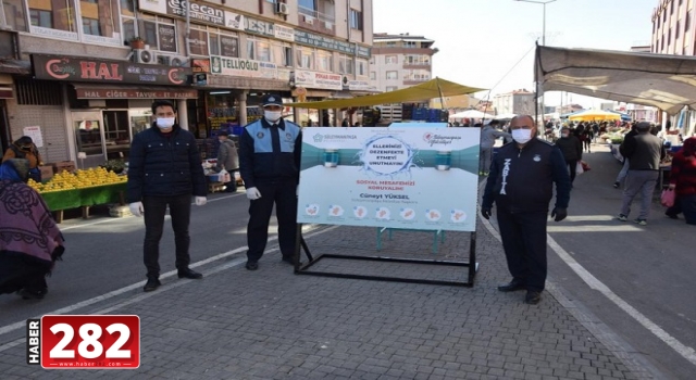 Süleymanpaşa Belediyesinden pazar girişlerine el dezenfekte ünitesi