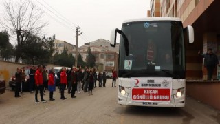 Edirne’de 45 kişilik Kızılay gönüllüsü Kahramanmaraş’a uğurlandı