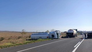 Tekirdağ’da devrilen tankerin sürücüsü öldü