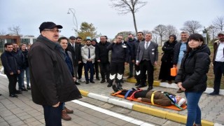 NKÜ rektörlük binasında yangın tatbikatı