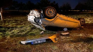 Edirne’de takla atan otomobilin sürücüsü yaralandı