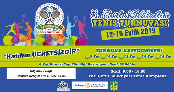 3. Çorlu Yıldızlar Tenis Turnuvası Kayıtları Başladı